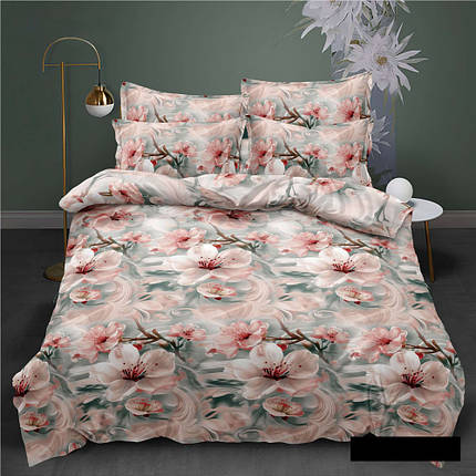 Постільна штучна тканина 220см Поліестер 75 бежевого кольору з квітковим принтом ,у рулоні 60м, фото 1