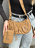 Жіноча сумка 10270 багет крос-боді бежева, фото 6