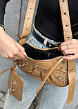 Жіноча сумка 10270 багет крос-боді бежева, фото 4