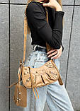 Жіноча сумка 10270 багет крос-боді бежева, фото 7