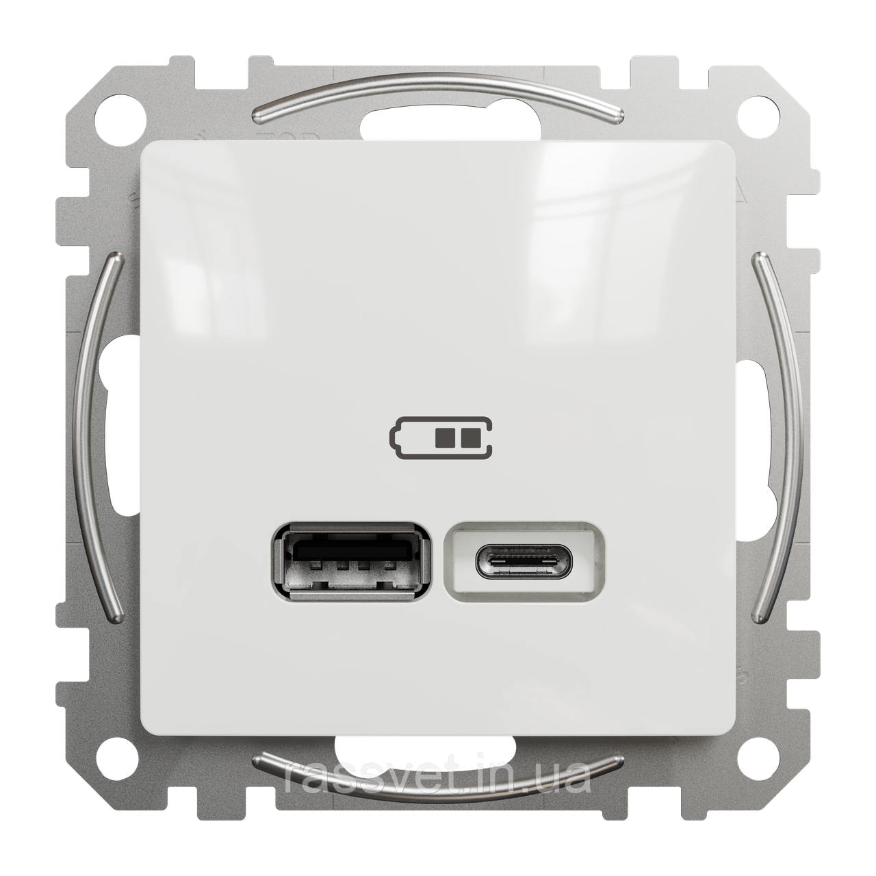 USB розетка тип A+C 2,4A Білий Sedna Design