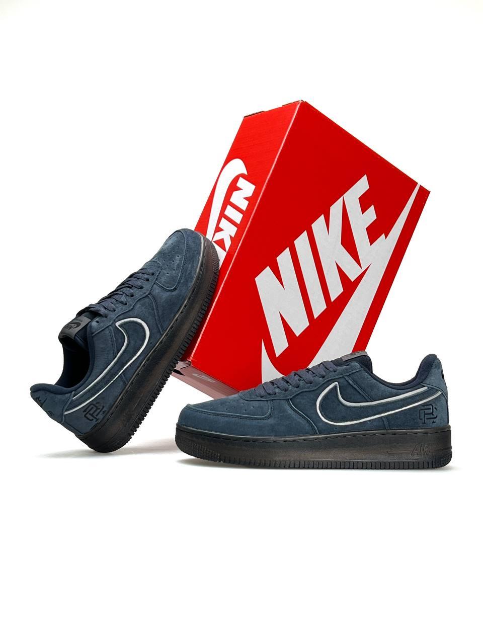 Чоловічі кросівки замшеві Nike Air Force 1 '07 LV8 Navy, кеди чоловічі Найк замша сині. Чоловіче взуття