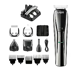 Машинка для стрижки професійна 6 в 1 тример акумуляторний набір для стрижки з насадками VGR Lugi