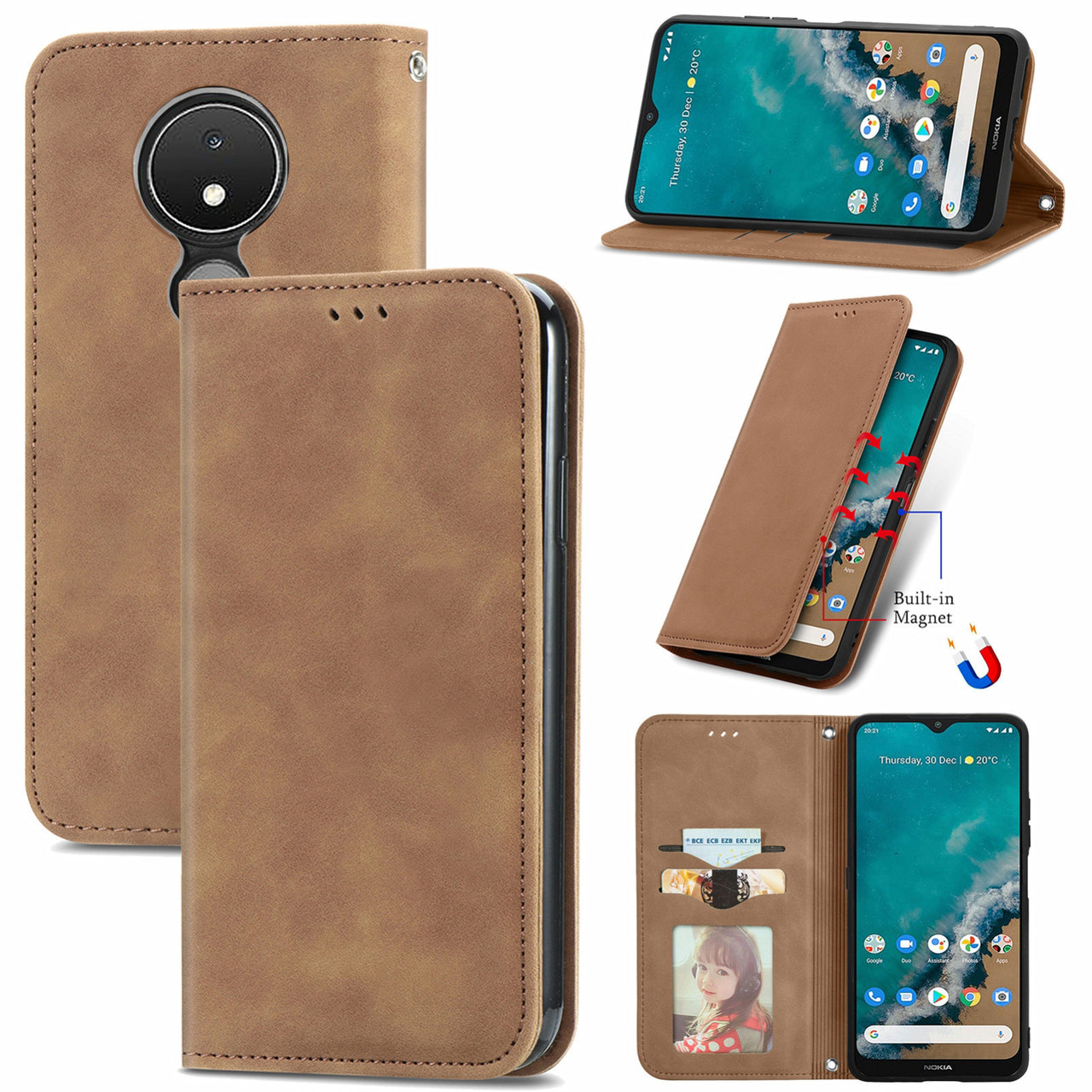 Чохол-книжка Skin Feel Leather Wallet для Nokia C21 Brown, фото 1