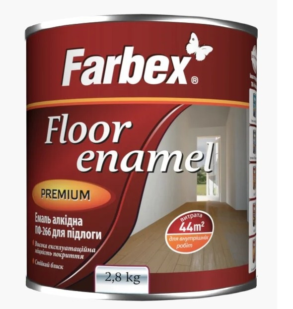 Емаль алкідна Farbex ПФ-266 сіра 2.8 кг, фото 1