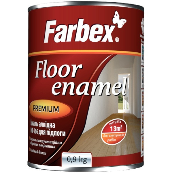 Емаль алкідна Farbex ПФ-266 сіра 0.9 кг, фото 1
