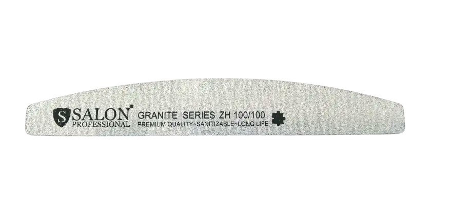 Пилка для нігтів Salon Professional Granite сіра півмісяць 100/100