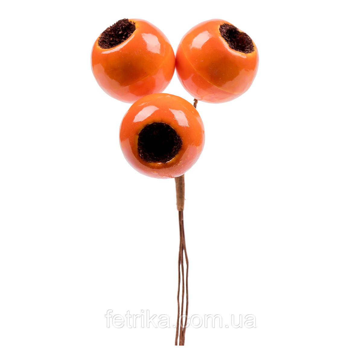 Ягоди декоративні Yes! Fun 28 мм, 3 шт/пучок, помаранчеві, глянець, фото 1