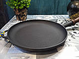 Сковорода чавунна (млинниця), класу Преміум, з дерев'яною ручкою, d=240мм, h=25мм, фото 2
