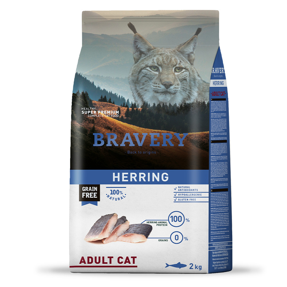 Сухий корм для котів BRAVERY Herring Adult Cat з оселедцем, 2 кг (*), фото 1