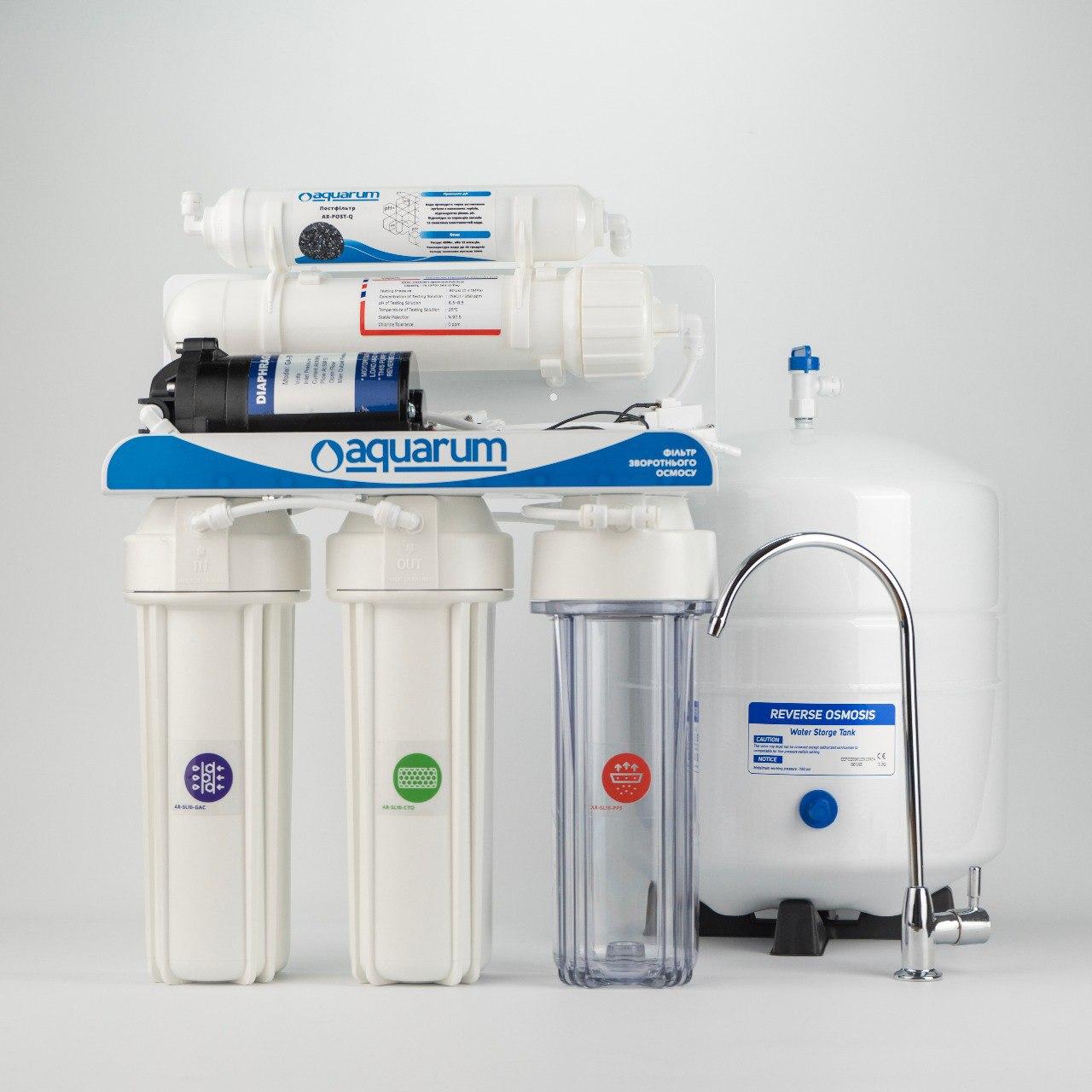 Фільтр зворотнього осмосу Aquarum Simple RO-5P з помпою, фото 1