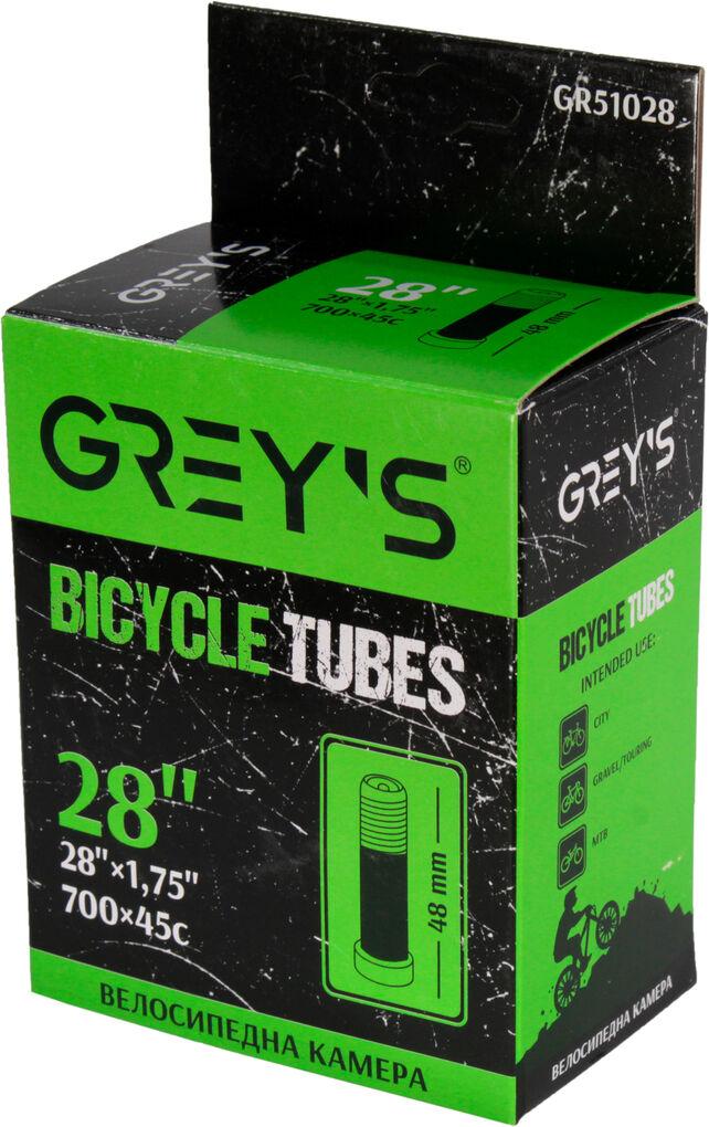 Велокамера 28x1.75 (700х45C) Greys GR51028 AV 48мм Schrader