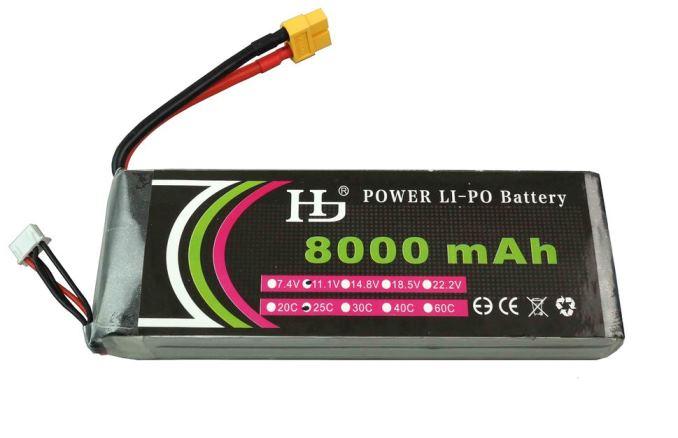 Акумулятор літій-полімерний 8000mAh 11.1V 3S високострумовий 25C для квадрокоптерів, дронів, іграшок