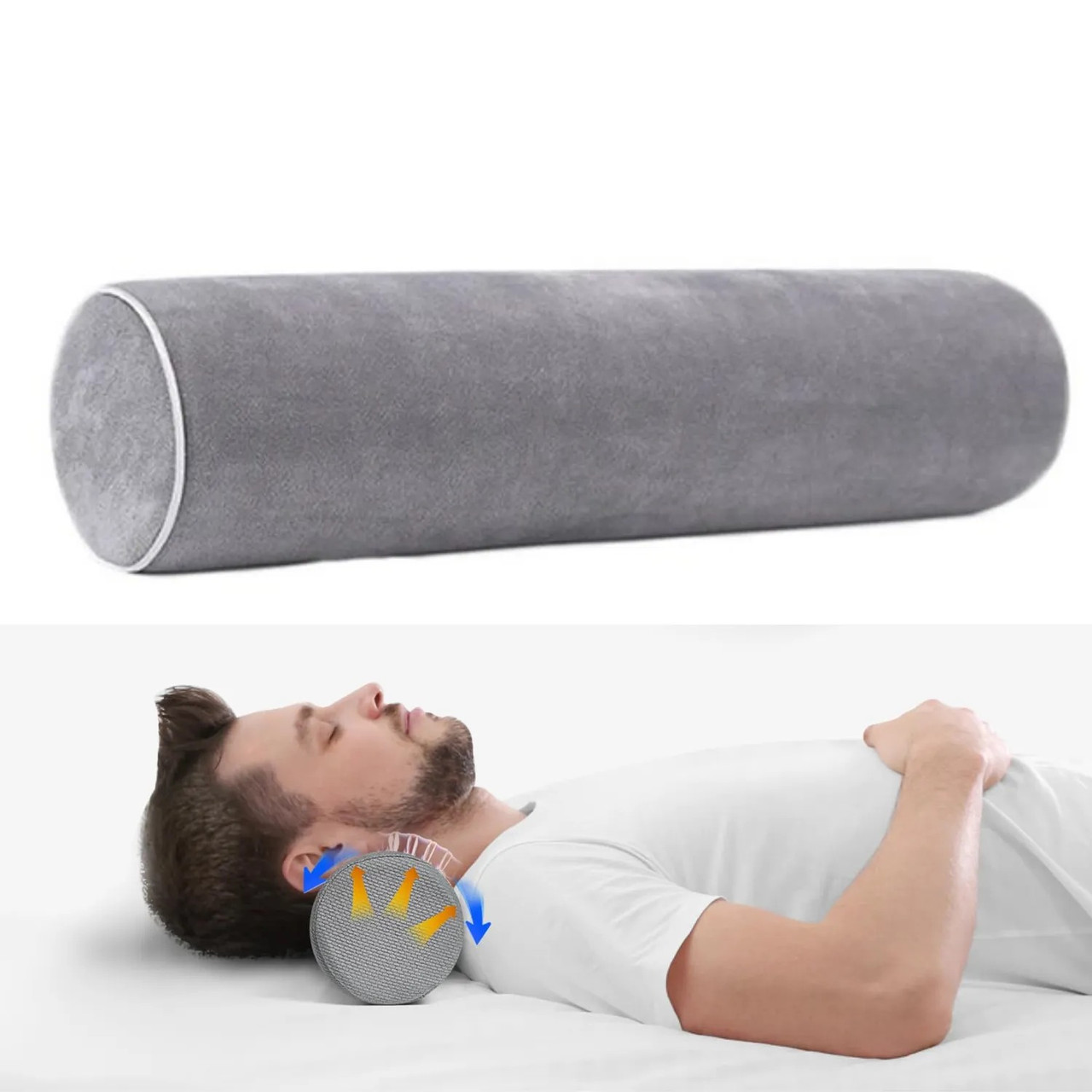 Подушка валик Supretto ортопедична 43x10 см (8969), фото 1