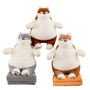 М'яка іграшка "Хаскі" | Плед-подушка Коричневий