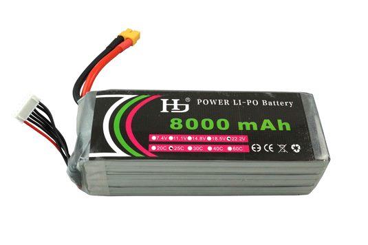 Акумулятор 8000mAh 22.2V 6S високострумовий 25C для квадрокоптерів, дронів, радіокерованих моделей