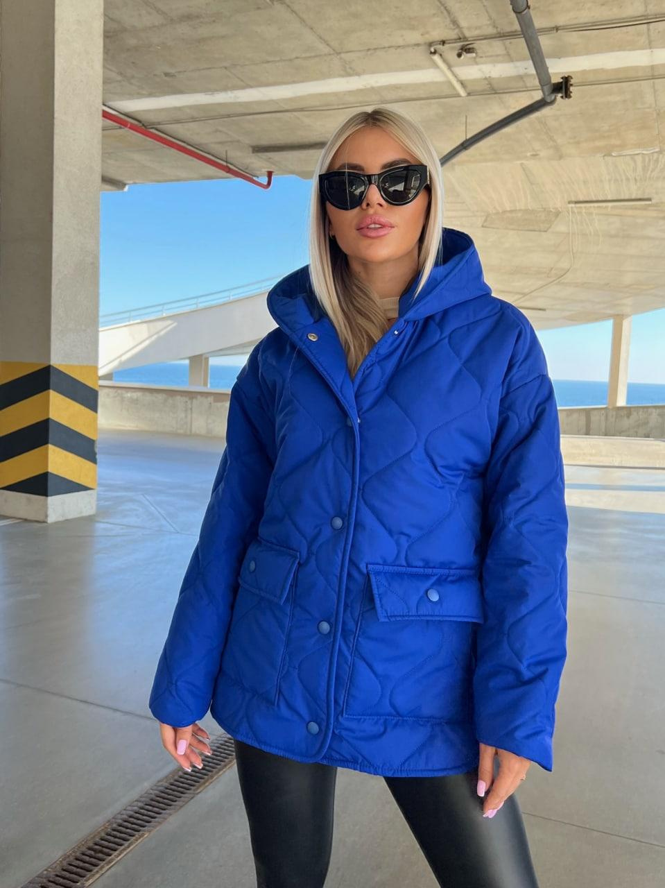 Куртка жіноча стьобана з капюшоном утеплювач силікон (Норма і полубатал), фото 1