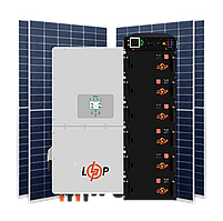 Гібридна станція 30 кВт (3ф.) з LiFePO4 на 30 кВт (двосторонні панелі)