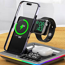 Бездротова зарядка-станція для iPhone apple watch годинника і навушників airpods 25 Вт 5в1, фото 5