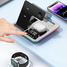 Бездротова зарядка-станція для iPhone apple watch годинника і навушників airpods 25 Вт 5в1, фото 4