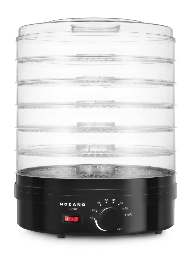 Сушарка для фруктів, трав і продуктів - дегідратор Mozano Food Dehydrator 6 лотків, 500Вт. Чорна