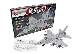 Металевий конструктор 430 деталей Винищувач F-16 ТехноК 9598 модель військового літака
