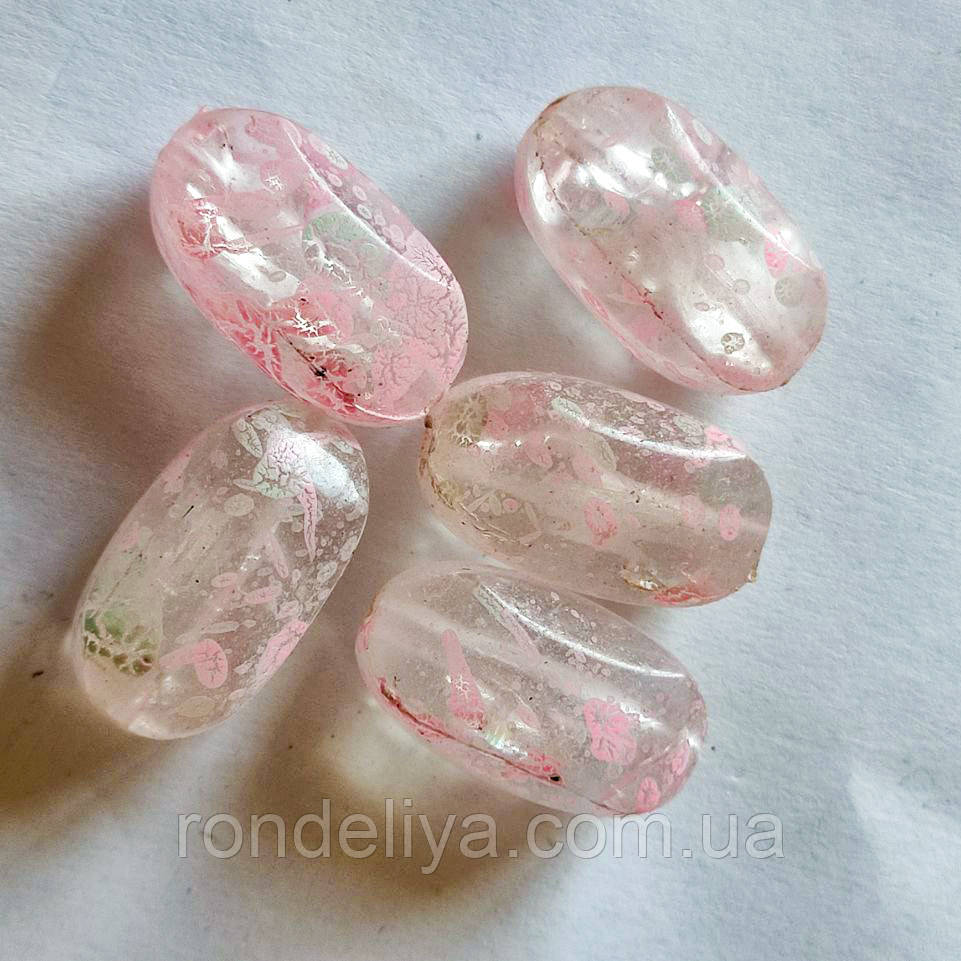 Намистини акріл з візерунком Овал 50 гр, фото 1