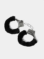 Металлические наручники для секса с мехом бдсм аксессуар для ролевых игр пушистые наручник с ключиками черные