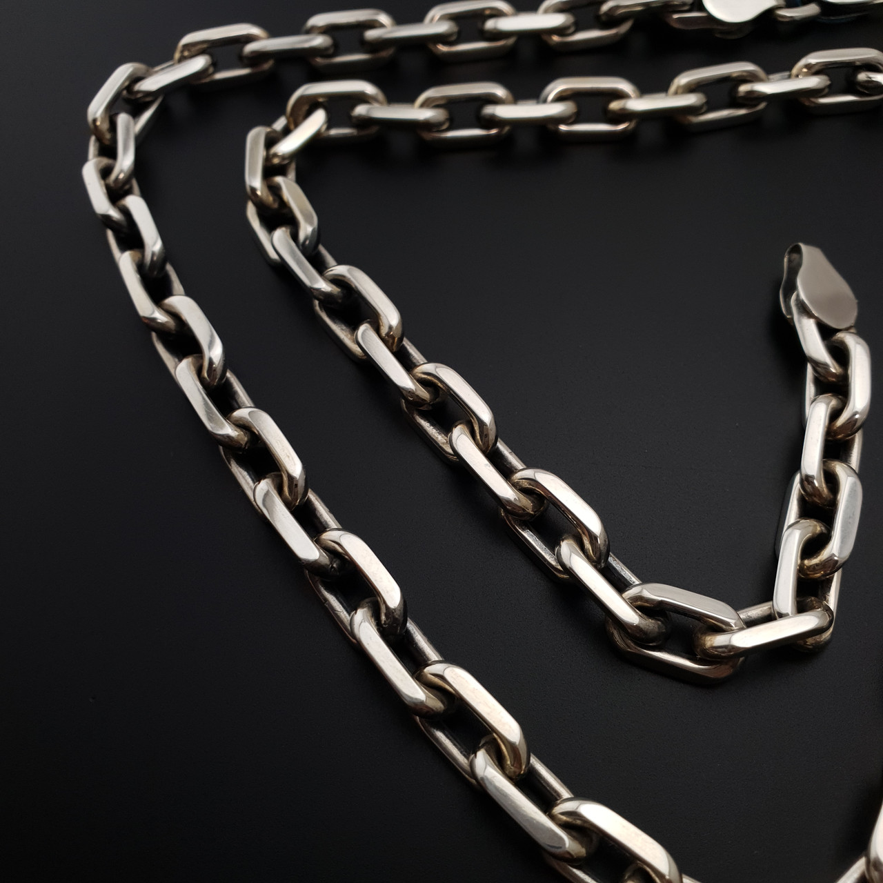 Срібний ланцюжок чоловічий якір. Масивна якірна цепочка срібло 80 грам 60 см, фото 1