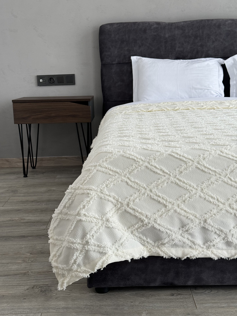 Покривало в скандинавському стилі "Сканія", молочний колір (Розміри і кольори в асортименті), фото 1