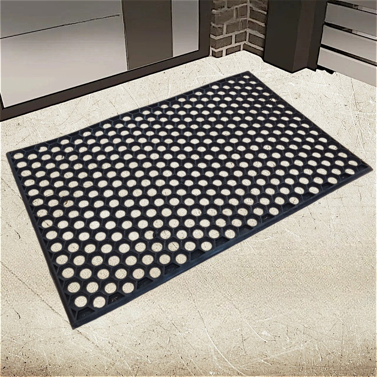 Килимок гумовий придверний Сота 50х75 см, фото 1