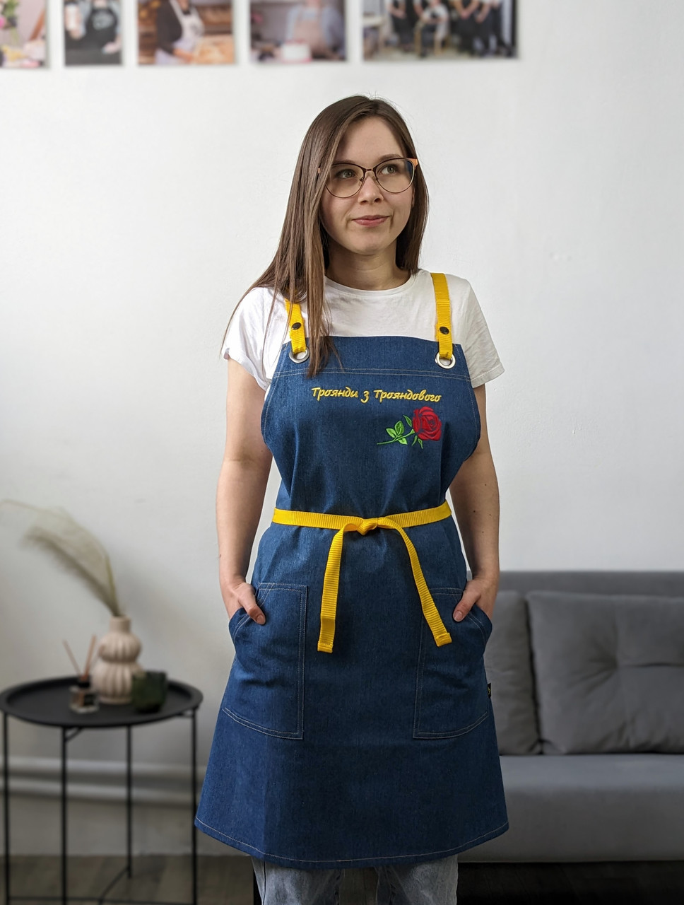 Фартух Muffin Jeans з логотипом до 25 см | Джинсовий фартух, фото 1