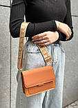 Жіноча класична сумка 6428 крос-боді замшева руда коричнева, фото 7