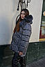 Зимова брендова жіноча тепла зручна куртка пуховик сірого кольору, фото 3