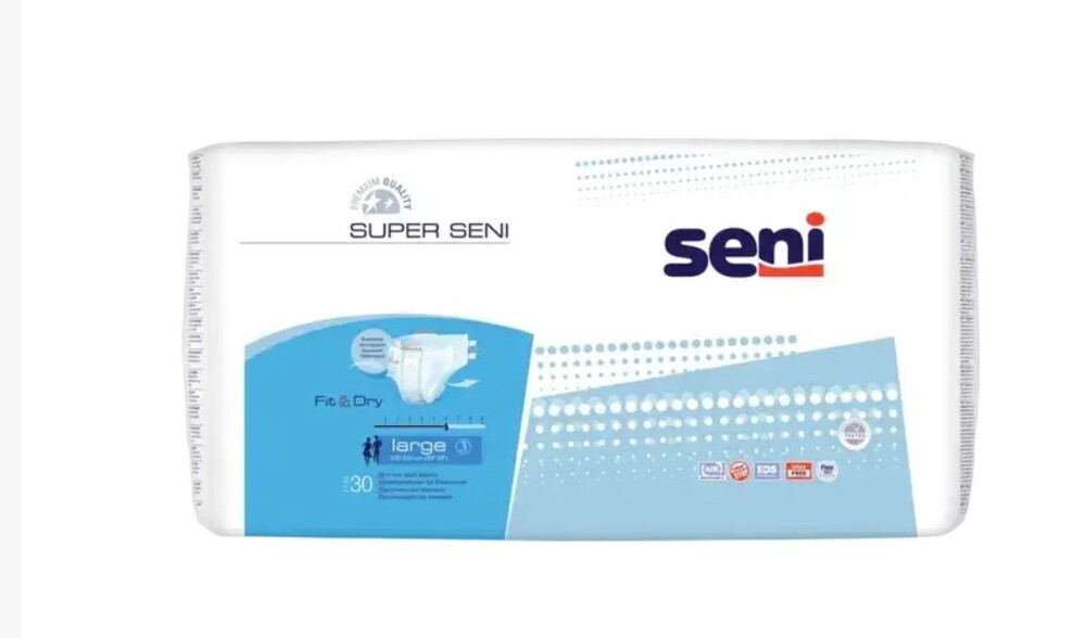 Якісні підгузки, памперси для дорослих Seni Super Large, оригінал, упаковка 30 шт