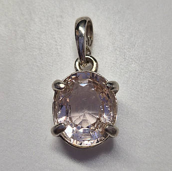 Кулон срібний жіночий з природним морганітом Рожевий проорий берил найвищої якості люкс