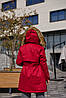 Зимова червона жіноча тепла парка зі штучним хутром, фото 4