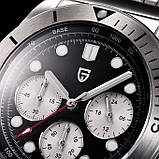Чоловічий водонепронікний наручний годинник Pagani Design PD-1705-1 Silver-Black Steel, фото 6
