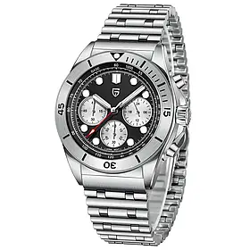 Чоловічий водонепронікний наручний годинник Pagani Design PD-1705-1 Silver-Black Steel