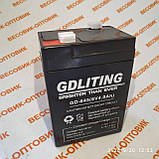 Акумулятор (АКБ) 6v/4a (28.11.2024р.в.) "GDLITE" GD-645 розмір 100х70х45мм, фото 5