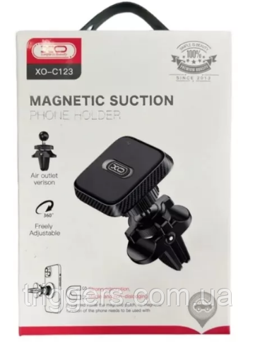 Автотримач XO C123 Air outlet square magnetic bracket Чорний