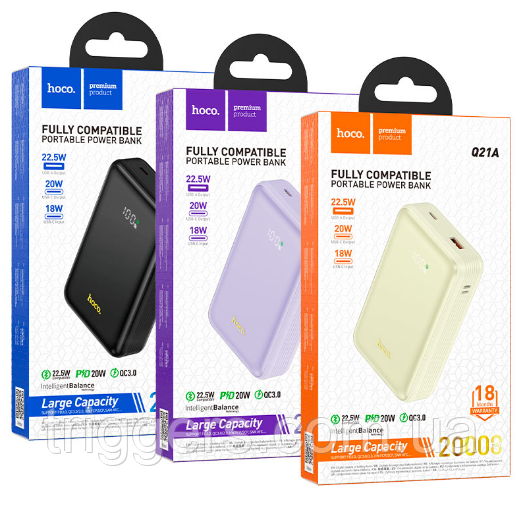 УМБ Hoco Q21A Great 22.5W+PD20W fully compatible with digital display 20000mAh milky white