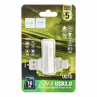 Флеш-накопичувач USB-A/C HOCO UD10 Wise Type-C USB flash drive 16Gb silver