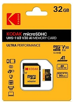 Картка пам'яті micro SD Kodak 32Gb U3, A1 class 10 + адаптер