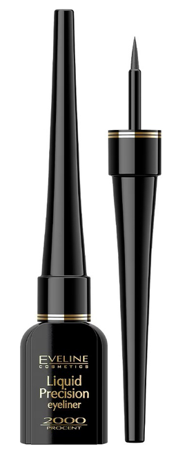 Водостійка підводка для очей Eveline Cosmetics Liquid Precision Eyeliner 2000 Procent Waterproof 4 мл, фото 1