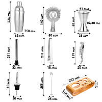 Набір для бару 10 предметів із підставкою Youchen MC-T10 якісний набір бармена для коктейлів, фото 10