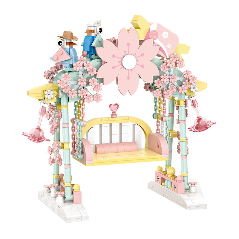 3D конструктор набір будівельних блоків LOZ 1126 квіткові гойдалки 626 деталей пластиковий, фото 1