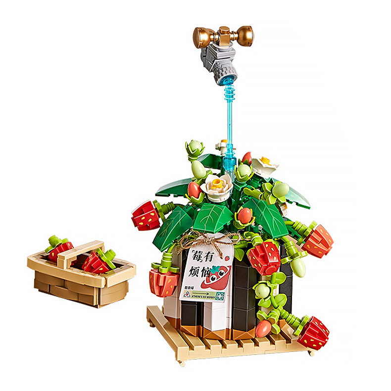 3D конструктор набір будівельних блоків LOZ 1284 полуниця в горщику 686 деталей пластиковий, фото 1