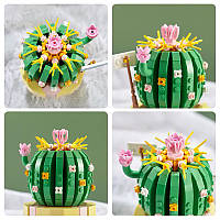 3D конструктор-набір будівельних блоків YZ 2082 квітковий конструктор Кактус 444 деталі, фото 4