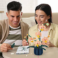 3D конструктор-набір будівельних блоків YZ 2139 квітковий конструктор Орхідея 606 деталей, фото 4